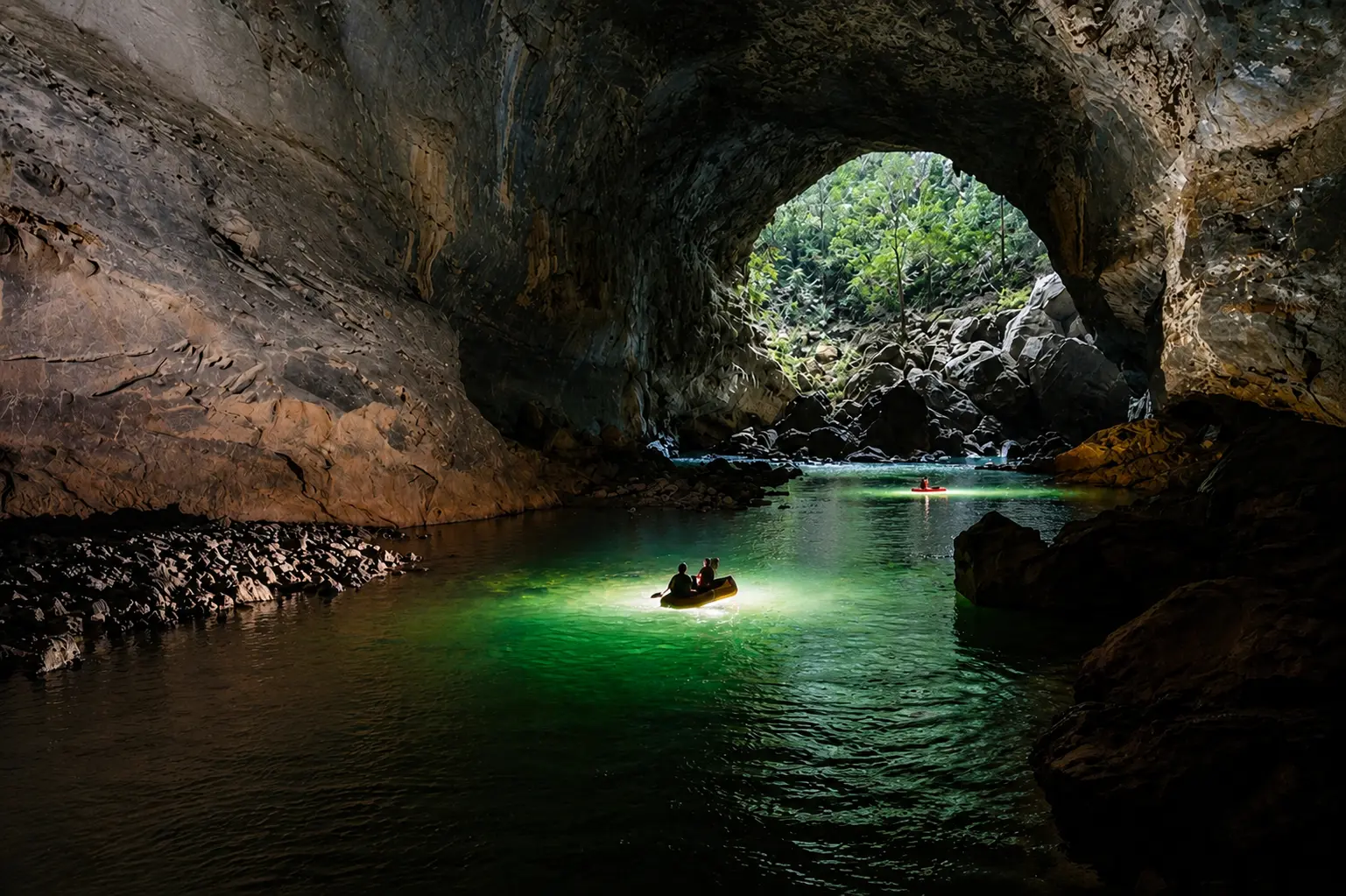 ล่องเรือหางยาวลอดถ้ำเซบั้งไฟ แหล่งมรดกโลก UNESCO หินหนามหน่อ ลาว