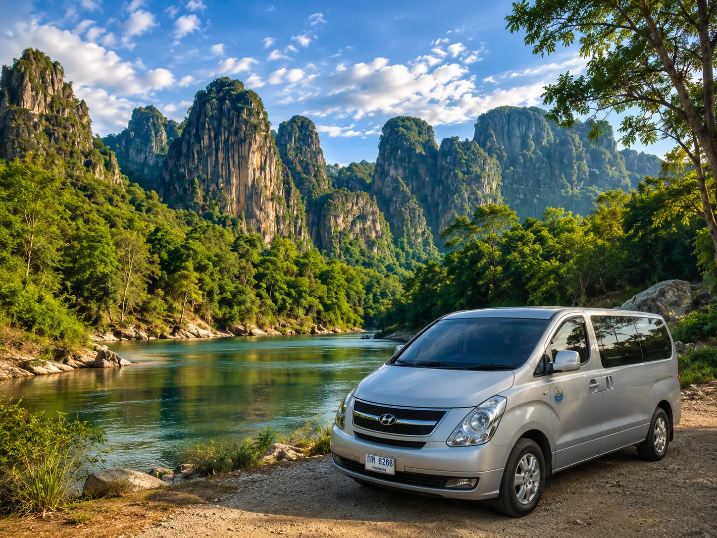 Minivan privé climatisé avec chauffeur pour les circuits au départ de Thakhek, Laos